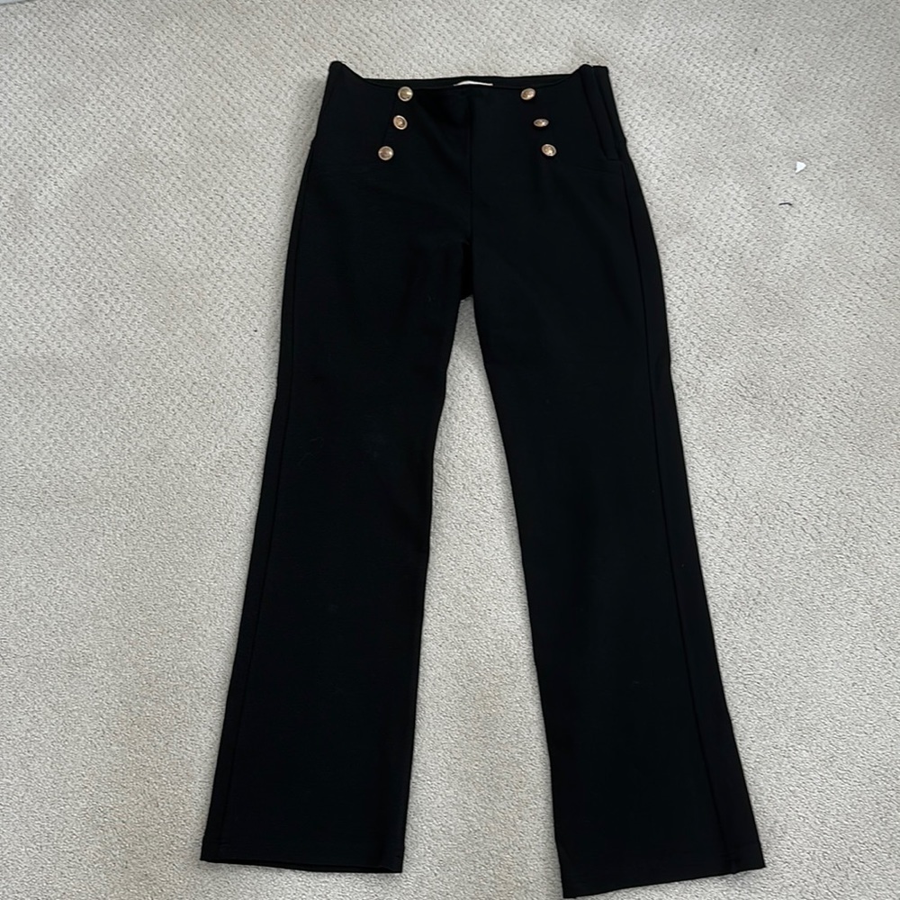 Fifilles Paris brand, black, gold button pants. Size: T2 (6-8)